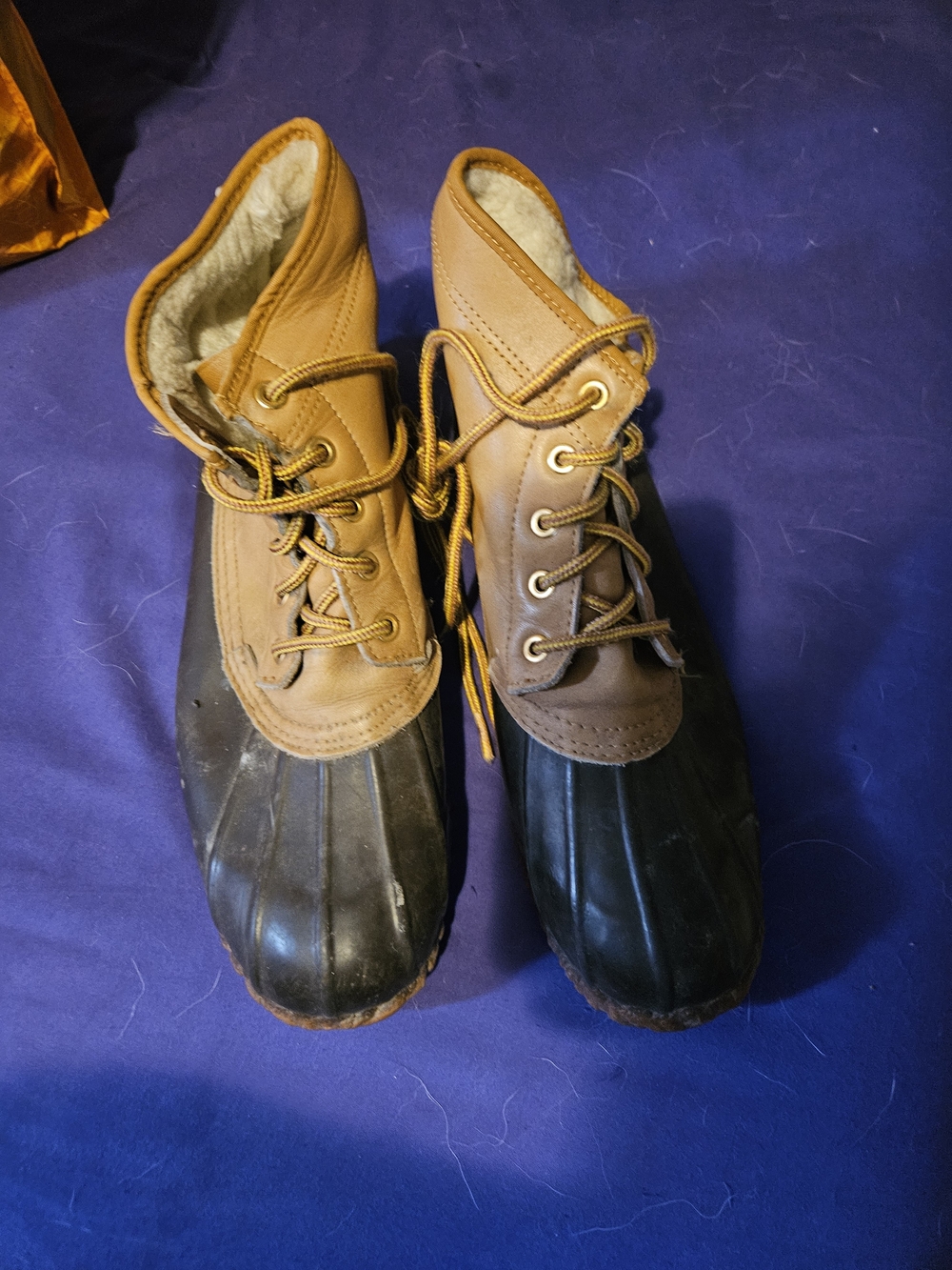 Two-Tone Duck Boots in Brown and Black
